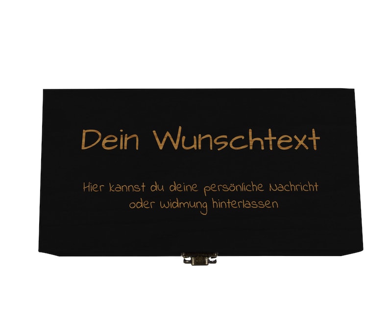 Holzkiste schwarz mit Deckel personalisierbar Wunschtext Holzbox mit Wunschgravur Personalisiertes Geschenk Geschenkbox & Aufbewahrungsbox Bild 10