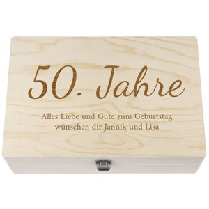 Holzkiste mit Gravur Geschenkbox Personalisiertes Geschenk Holzbox Deckel Aufbewahrungsbox Wunschtext Bild 2