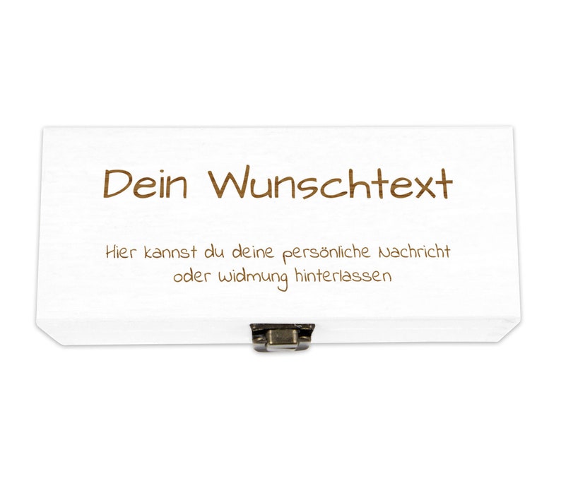 Holzkiste weiß personalisierbar mit Gravur Geschenkbox Personalisiertes Geschenk Holzbox Deckel Aufbewahrungsbox Wunschtext Bild 9