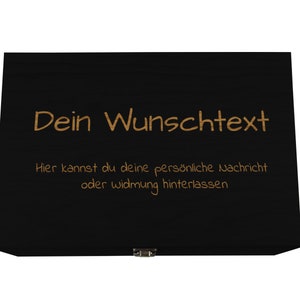 Holzkiste schwarz mit Deckel personalisierbar Wunschtext Holzbox mit Wunschgravur Personalisiertes Geschenk Geschenkbox & Aufbewahrungsbox Bild 7