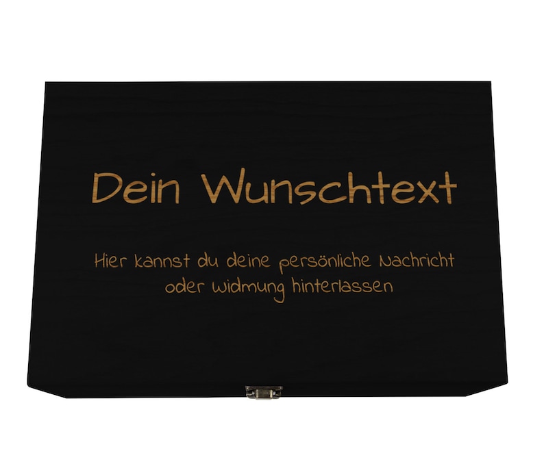 Holzkiste schwarz mit Deckel personalisierbar Wunschtext Holzbox mit Wunschgravur Personalisiertes Geschenk Geschenkbox & Aufbewahrungsbox Bild 7