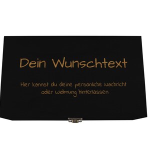 Holzkiste schwarz mit Deckel personalisierbar Wunschtext Holzbox mit Wunschgravur Personalisiertes Geschenk Geschenkbox & Aufbewahrungsbox Bild 9