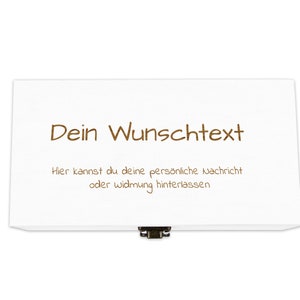 Holzkiste weiß personalisierbar mit Gravur Geschenkbox Personalisiertes Geschenk Holzbox Deckel Aufbewahrungsbox Wunschtext Bild 8