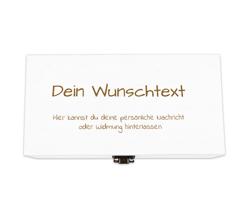 Holzkiste weiß personalisierbar mit Gravur Geschenkbox Personalisiertes Geschenk Holzbox Deckel Aufbewahrungsbox Wunschtext Bild 8