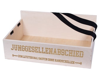 Bauchladen Junggesellen-Abschied mit Wunschtext personalisiert - Geschenkidee Holz Promotion Events Party Catering, 40 cm x 26 cm x 10 cm