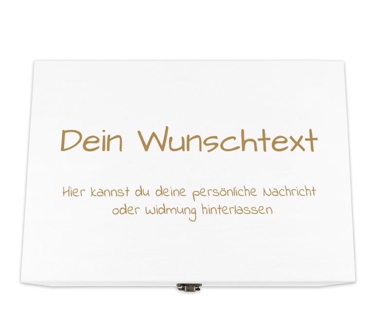 Holzkiste weiß personalisierbar mit Gravur Geschenkbox Personalisiertes Geschenk Holzbox Deckel Aufbewahrungsbox Wunschtext Bild 4