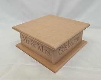 Wedding Cake Stand - MDF Plain or Personalised Party Decor - Wooden Display Stand - Square