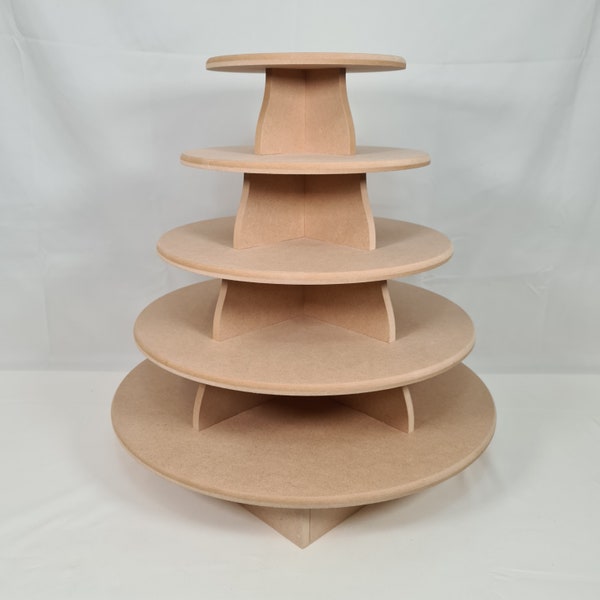 Cupcake / Fairy Cake Stand 3 - 4 - 5 Tier Round Circular MDF Wedding Tower Wooden Unpainted Birthday Party Donut Cake Stand