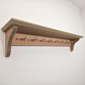Handmade Shaker Style Peg Shelf | Pre-Sanded & Ready to Paint MDF |  Customisable Hallway, Bedroom, Living Space Storage