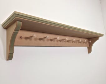 Handmade Shaker Style Peg Shelf | Pre-Sanded & Ready to Paint MDF |  Customisable Hallway, Bedroom, Living Space Storage