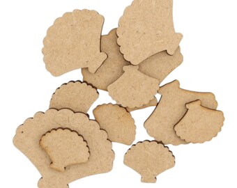 Wooden Sea Shell Scallop MDF Craft Shape Blank Embellishment Laser Cut S1