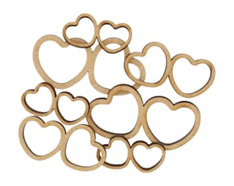 Wooden Hollow Double Heart S6 MDF Craft Shape Blank Embellishments Laser Cut