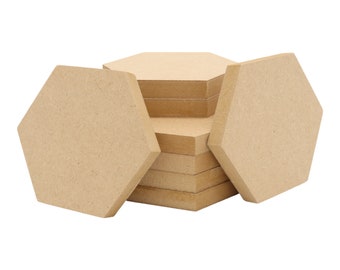 Hexagon 6mm, 12mm, 18mm MDF 100mm - 300mm Square & Round Edged - Shape, Wooden, Pack Sizes Available