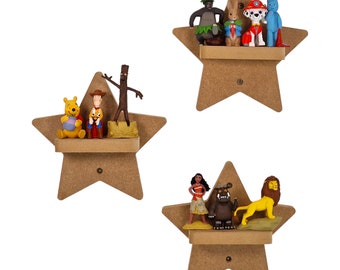 Star Shaped Set of Shelves Suitable for Tonie's, Wall Mounted Unpainted MDF Kids Room Décor, Display Shelf for Tonie Figures