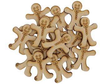 Wooden Gingerbread Man Detailed MDF Craft Shape Blank Decoration Embellishments