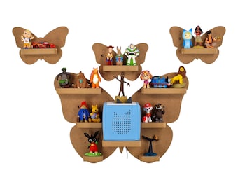 Butterfly Set Tonie Shelves, Suitable for Toniebox 1 & 2, Tonie Storage, Wall Mounted Unpainted MDF Kids Room Décor, Display Shelf Tonie