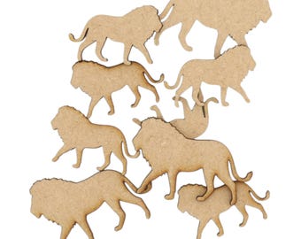 Wooden Lion MDF Craft Shape Fish Blank Decoration Embellishment Laser Cut Animal