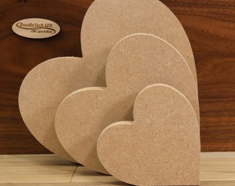 Tags Craft Shapes MDF 50cms * 4mm 10 x CHUBBY HEARTS Wooden MDF * 2cm