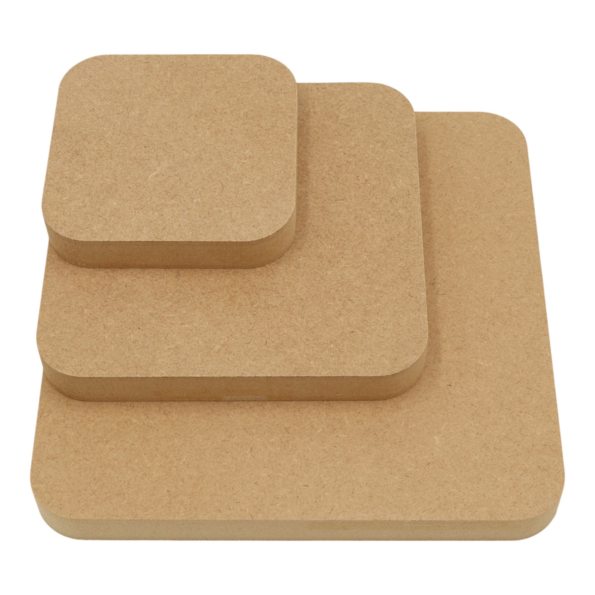 Wooden MDF Square Rounded Corners Square Edge Craft Shape Blanks 12mm ...
