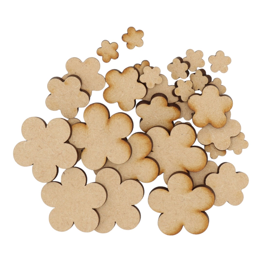 Wooden Daisy Flower MDF Craft Shape Blank Decoration Embellishments ...