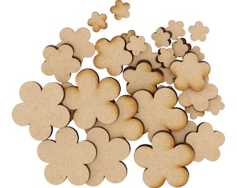 Wooden Daisy Flower MDF Craft Shape Blank Decoration Embellishments Style 1