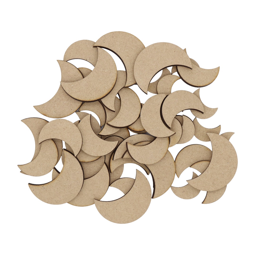 Wooden Crescent Moon MDF Craft Shape Blank Decoration Embellishments ...