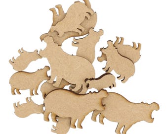 Wooden Hippo MDF Craft Shape Blank Decoration Embellishment LaserCut Animal