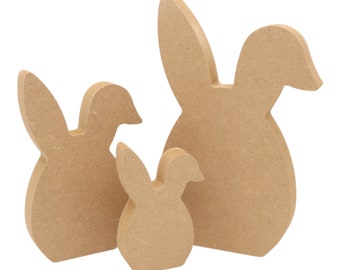 Wooden Easter Egg With Folded Ears Freestanding Craft Shape 18mm MDF Craft Blank