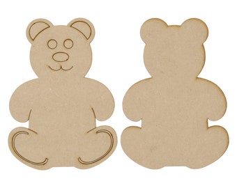 Wooden Teddy Bear XL MDF Craft Shape Blank Decoration Embellishments Laser Cut
