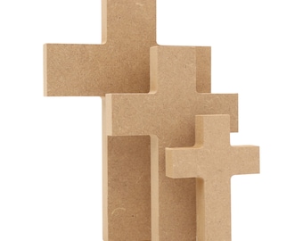 Wooden Latin Cross Freestanding Craft Shape 18mm MDF Craft Blank Decoration