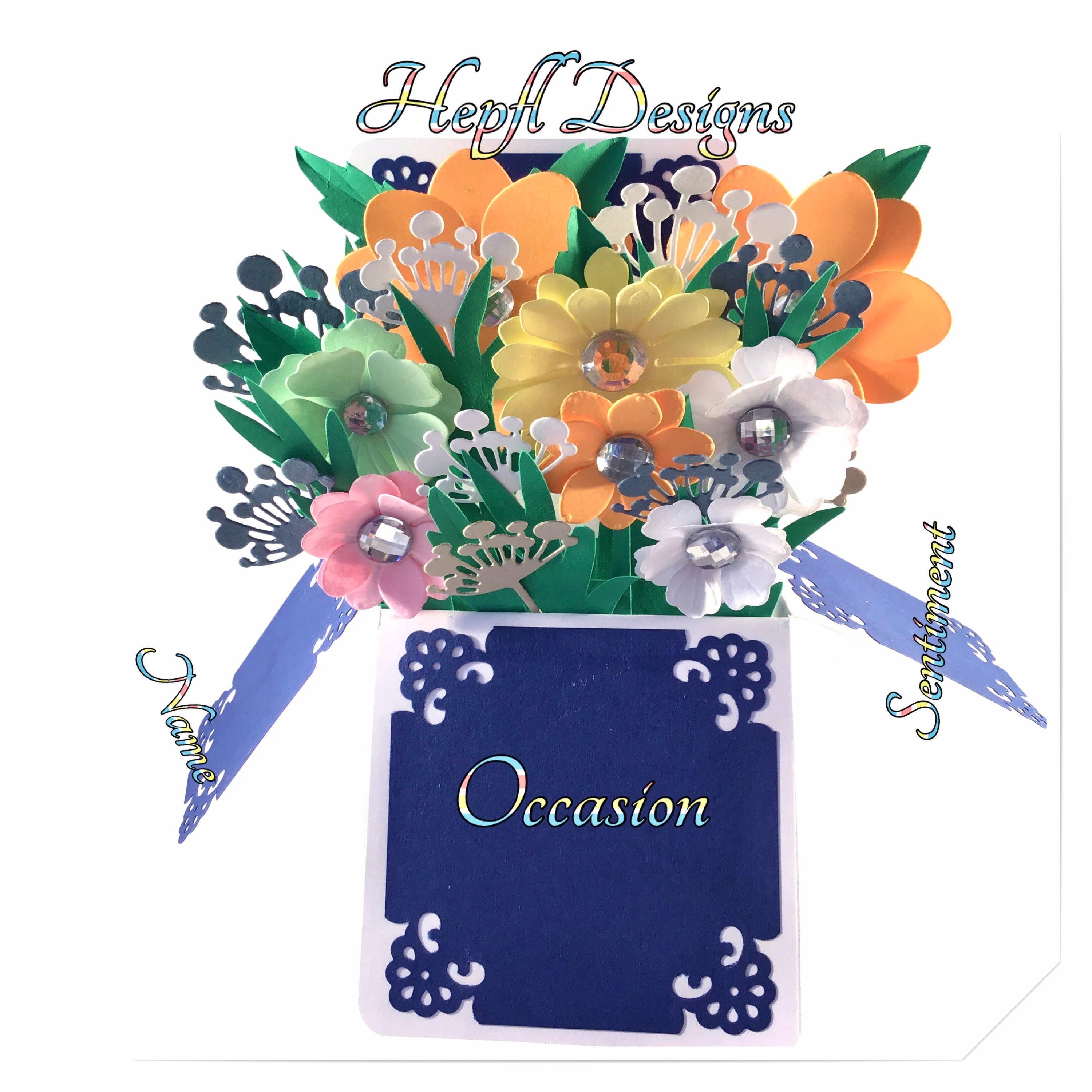 3 D Pop Up Card For Any Occasion Floral Bouquet Card 6 5 Etsy