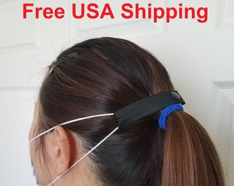 The Most Comfortable "Elastic Mask Strap, Ear Saver, Ear Extender" (Black), Adult/Child, Free USA Shipping w/ Tracking