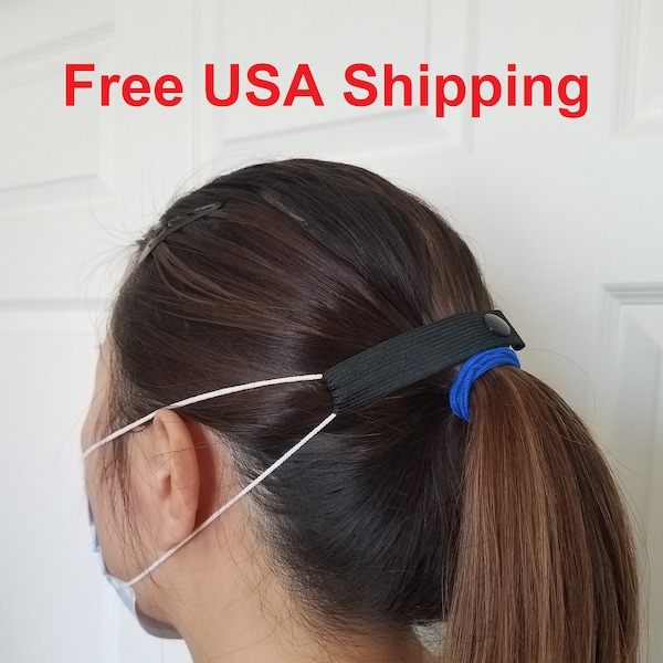 The Most Comfortable "Elastic Mask Strap, Ear Saver, Ear Extender" (Black), Adult/Child, Free USA Shipping w/ Tracking