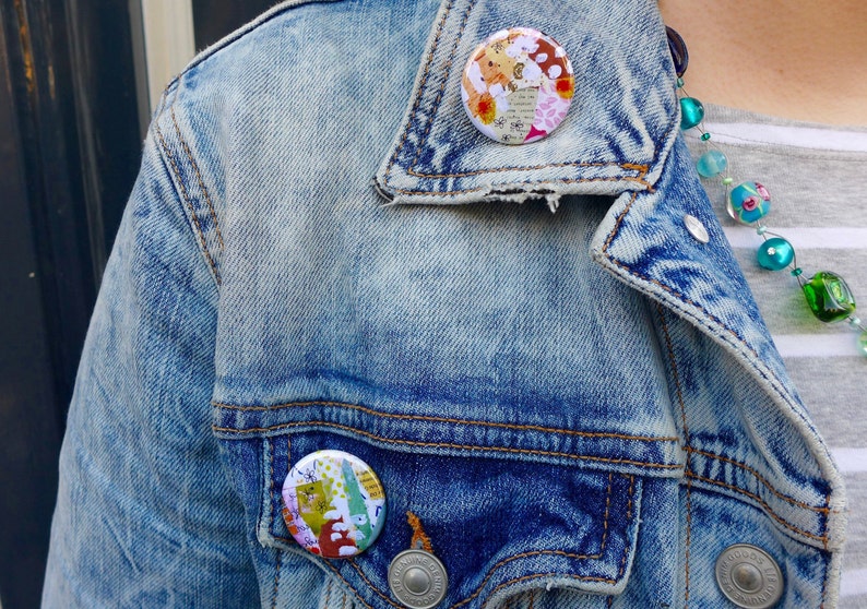 Original Art badges Set of 3 Spring / 32mm Badge / Wearable Etsy