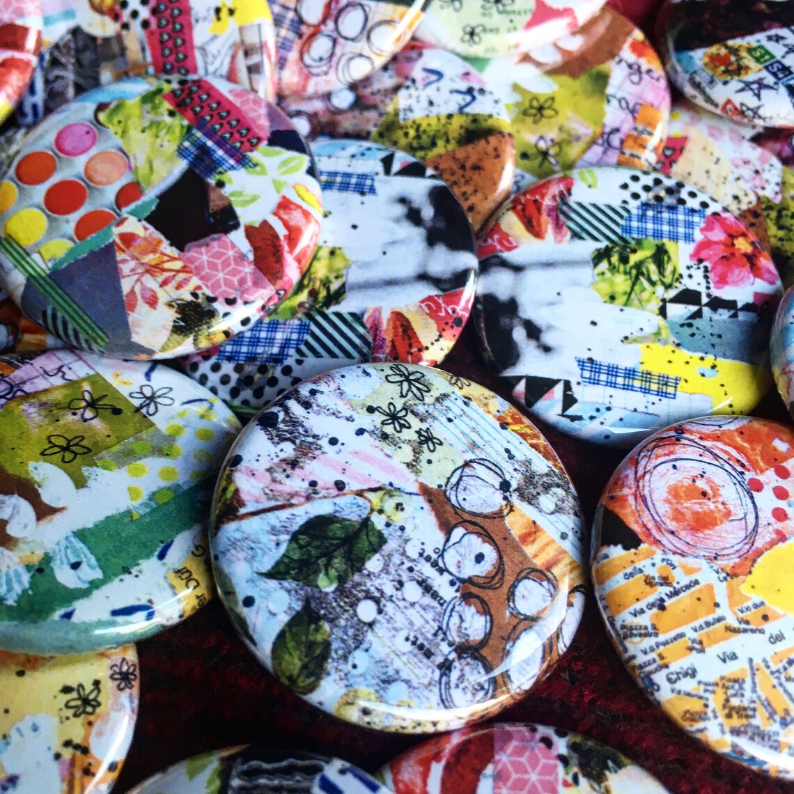 Original Art badges Set of 3 Spring / 32mm Badge / Wearable Etsy