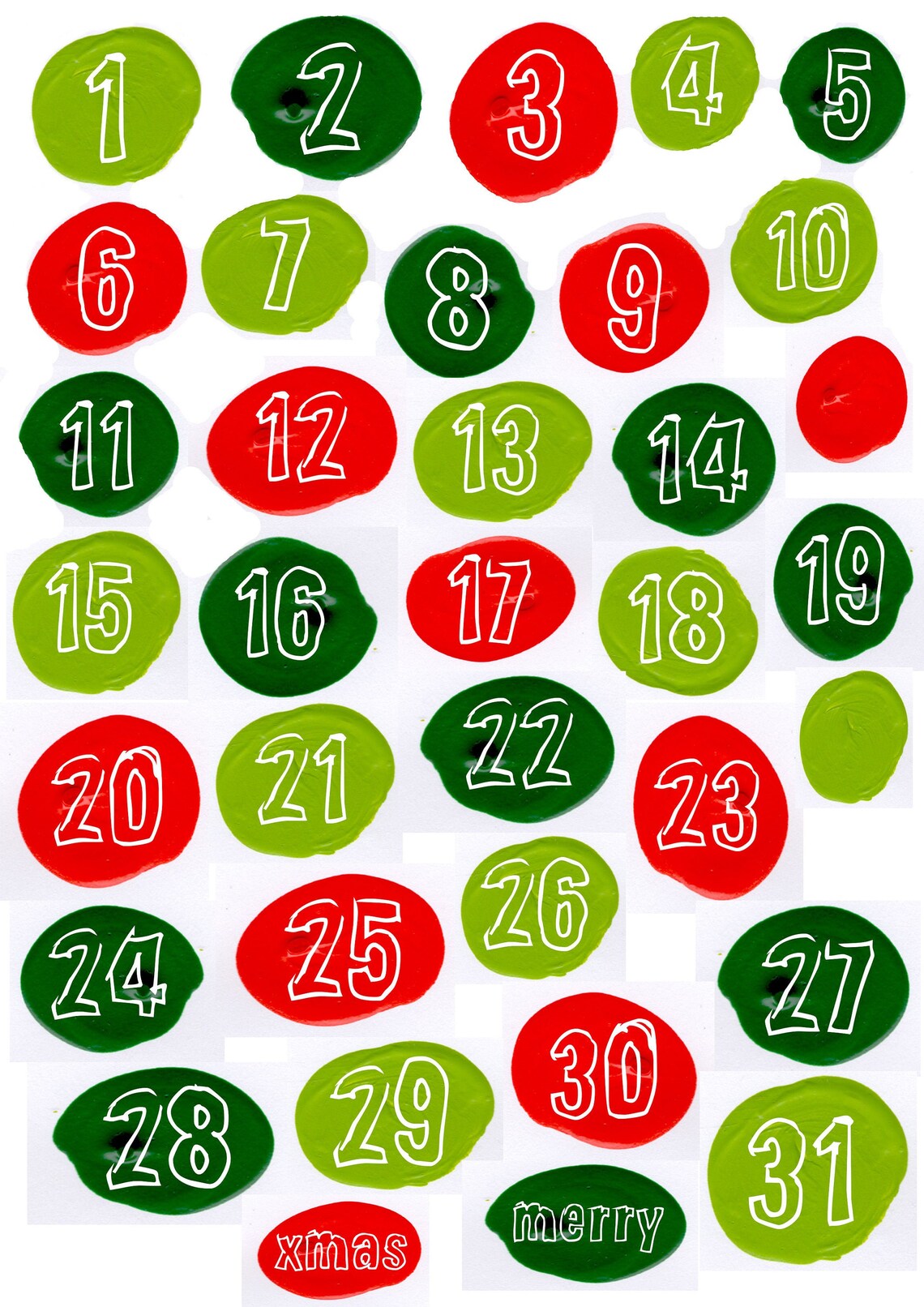 Printable Paint Numbers Redgreen // Mixed Media Art // Etsy