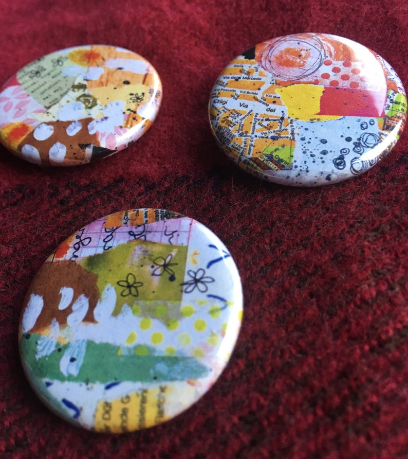 Original Art badges Set of 3 Spring / 32mm Badge / Wearable Etsy