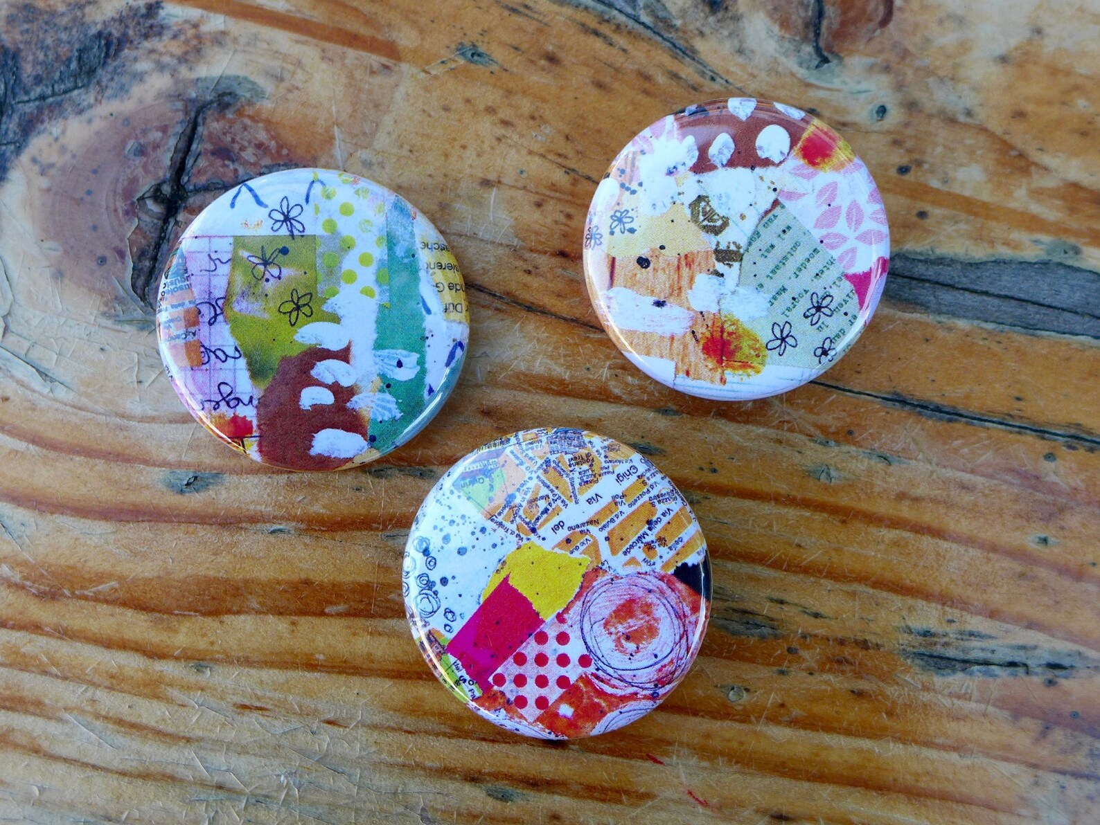 Original Art badges Set of 3 Spring / 32mm Badge / Wearable Etsy
