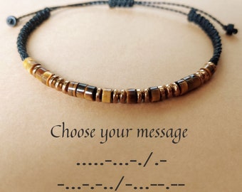 Pulsera personalizada, pulsera código Morse, regalo para él,