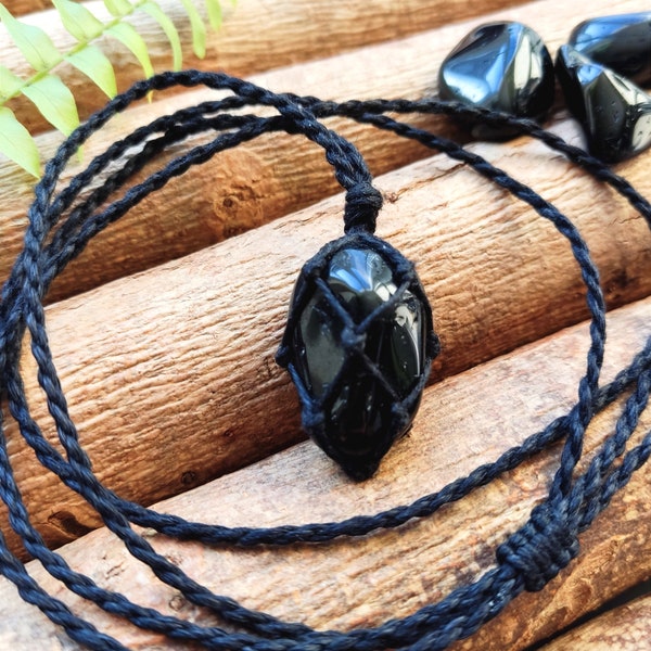 NATURAL Tourmaline necklace, tourmaline pendant, men's necklace, black tourmaline necklace, black pendant, healing stone, black necklace