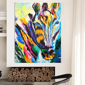 Zebra paintings on canvas African Wall Art Abstract zebra decor Pop art Animals on canvas Zebra Colorful animals African decor Zebras art