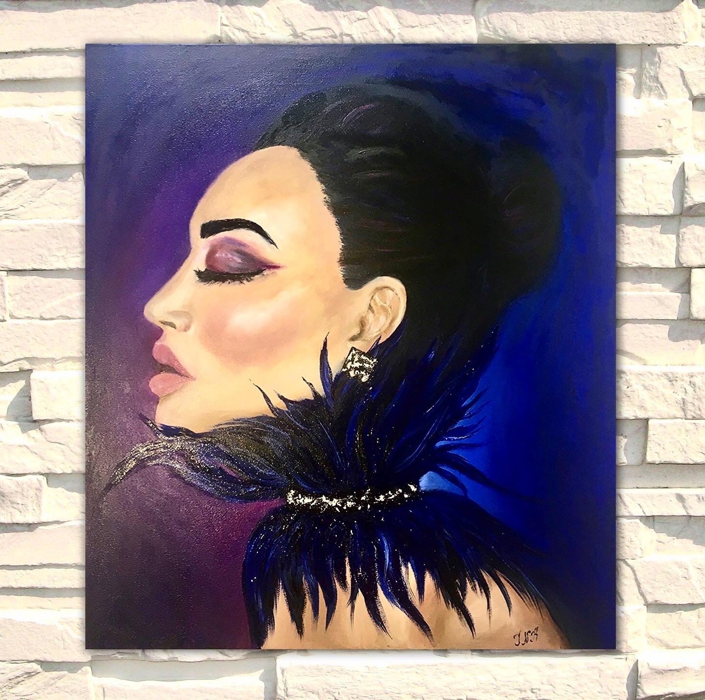 Femme fatale Wall art Original Oil painting on canvas Woman  Etsy