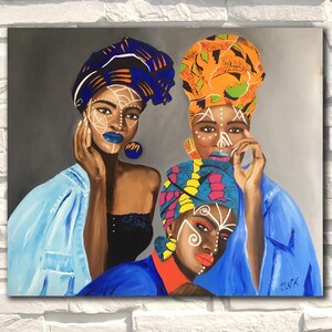 African woman Wall Art African painting Oil canvas Original painting African girls African decor Women painting Africa Wall Art Huge canvas