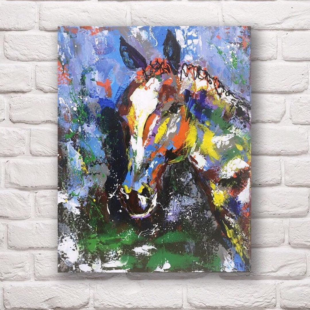 Abstract Horse Wall Art Horses Painting on Canvas Abstract Etsy
