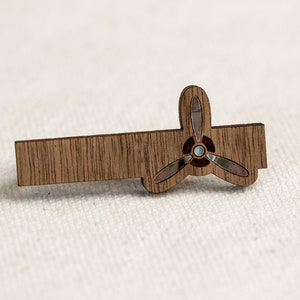 Propeller Tie Clip, Wood, Metal, Black Mother Of Pearl, Walnut Wooden Tie Tack For Pilot Or Airplane Enthusiast, Men&#39;s Gift, Gift For Him