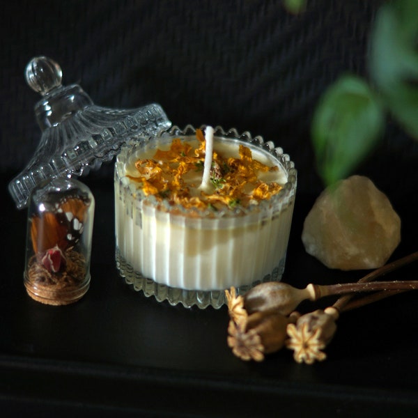 L'Orangeraie d'Héra (Flamme des Déesses) / Bougie artisanale bio, fleur d'oranger, orange douce, ambre végétal, cire de soja (sur commande)