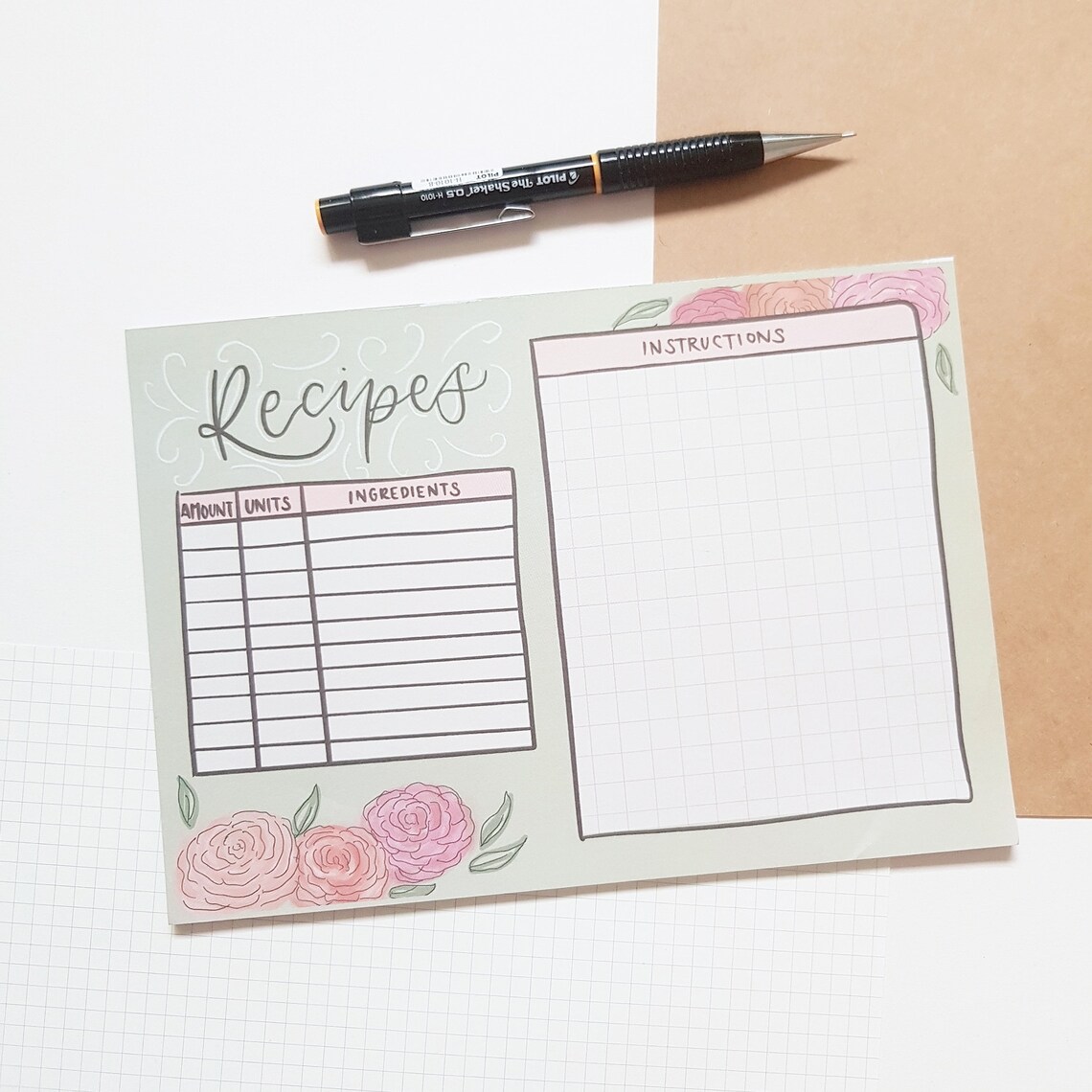 Recipe Keeper Notepad Meal Planner Recipe Cards Etsy