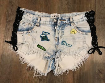 Tulane x One Teaspoon lace-up denim shorts!
