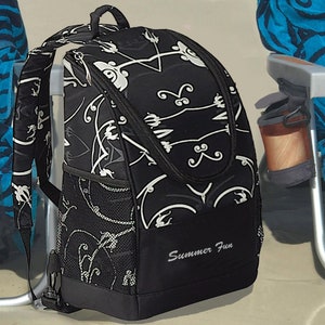 Flower Personalize Embroidery Name 9 Pack Soft Sided Insulated Outdoor Picnic Drink Food Beverage Cooler Storage Sling Dual Straps Backpack