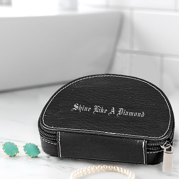 Simple Personalized Name Leather Small Travel Jewelry Box Mini Organizer Portable Display Storage Girl's Case for Rings Earrings Necklace